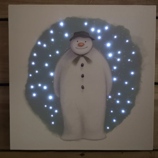 Snowtime 30x30cm Christmas The Snowman LED Wall Canvas Picture