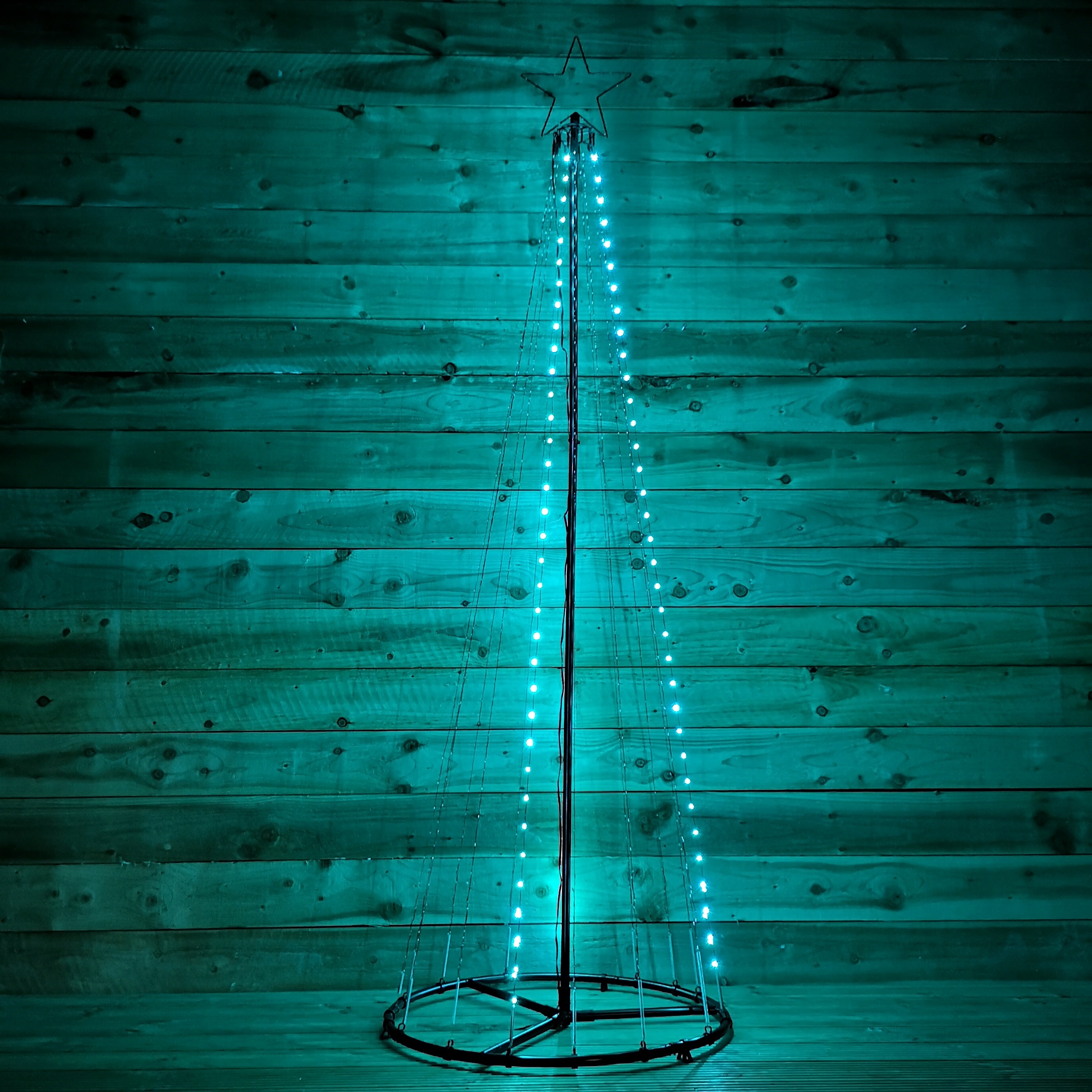 13ft 4m Premier Christmas Outdoor Black Pin Wire LED Pyramid Maypole Tree in Rainbow