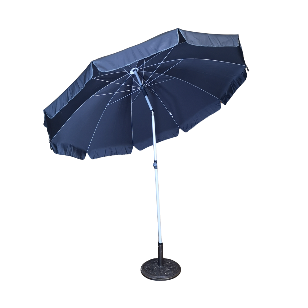 250cm Extending Parasol Umbrella with Tilt Action in Dark Grey for Garden or Patio