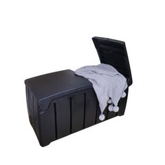 Black 115cm x 55cm x 60cm Butterfly Opening Top 300 Litre Large Garden Storage Box Weatherproof with Padlock Hole