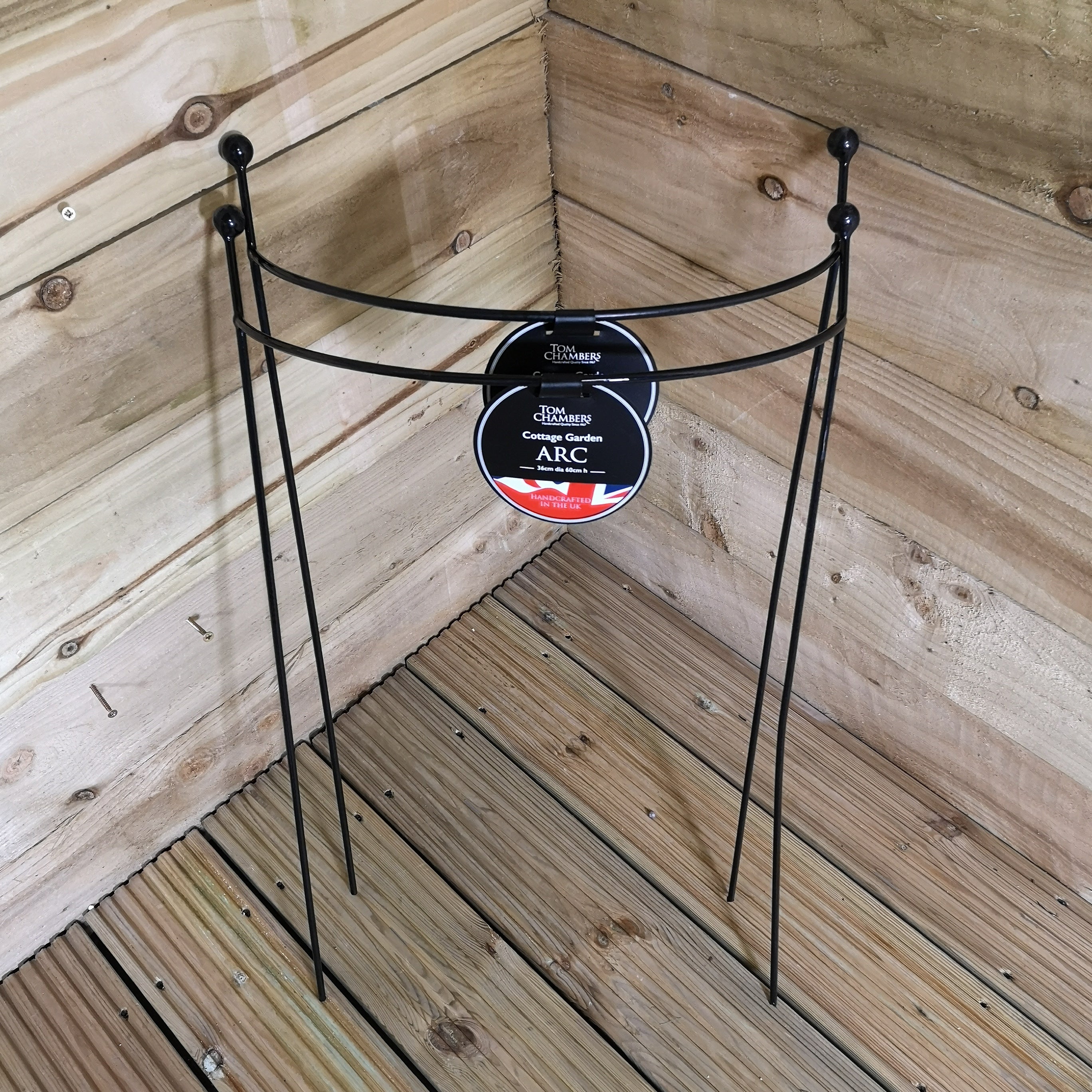 2 Pack of Tom Chambers Cottage Heavy Duty Black Metal Steel Herbaceous Garden Plant Support Arc Small 60cm x 36cm