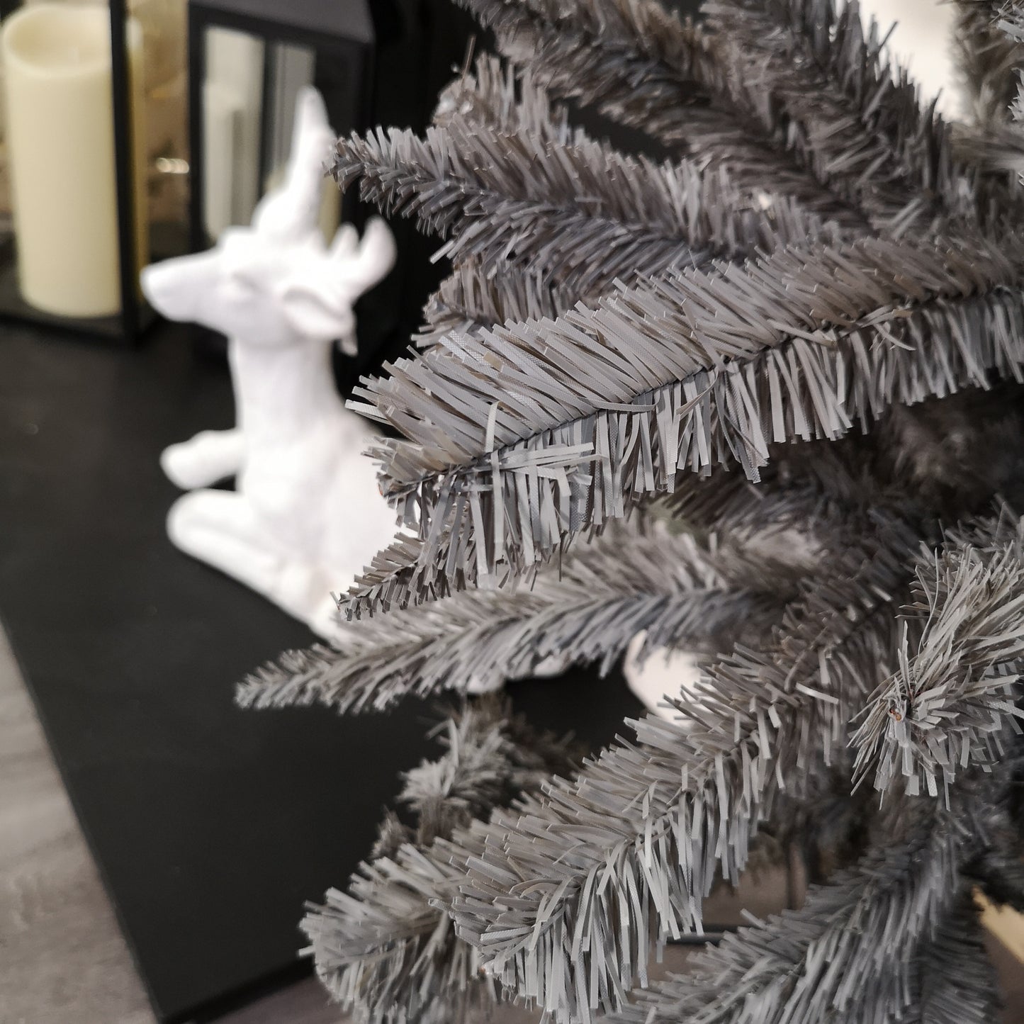 Snowtime 244cm / 8ft Wrapped Pencil Pine Grey Christmas Tree with 460 Tips