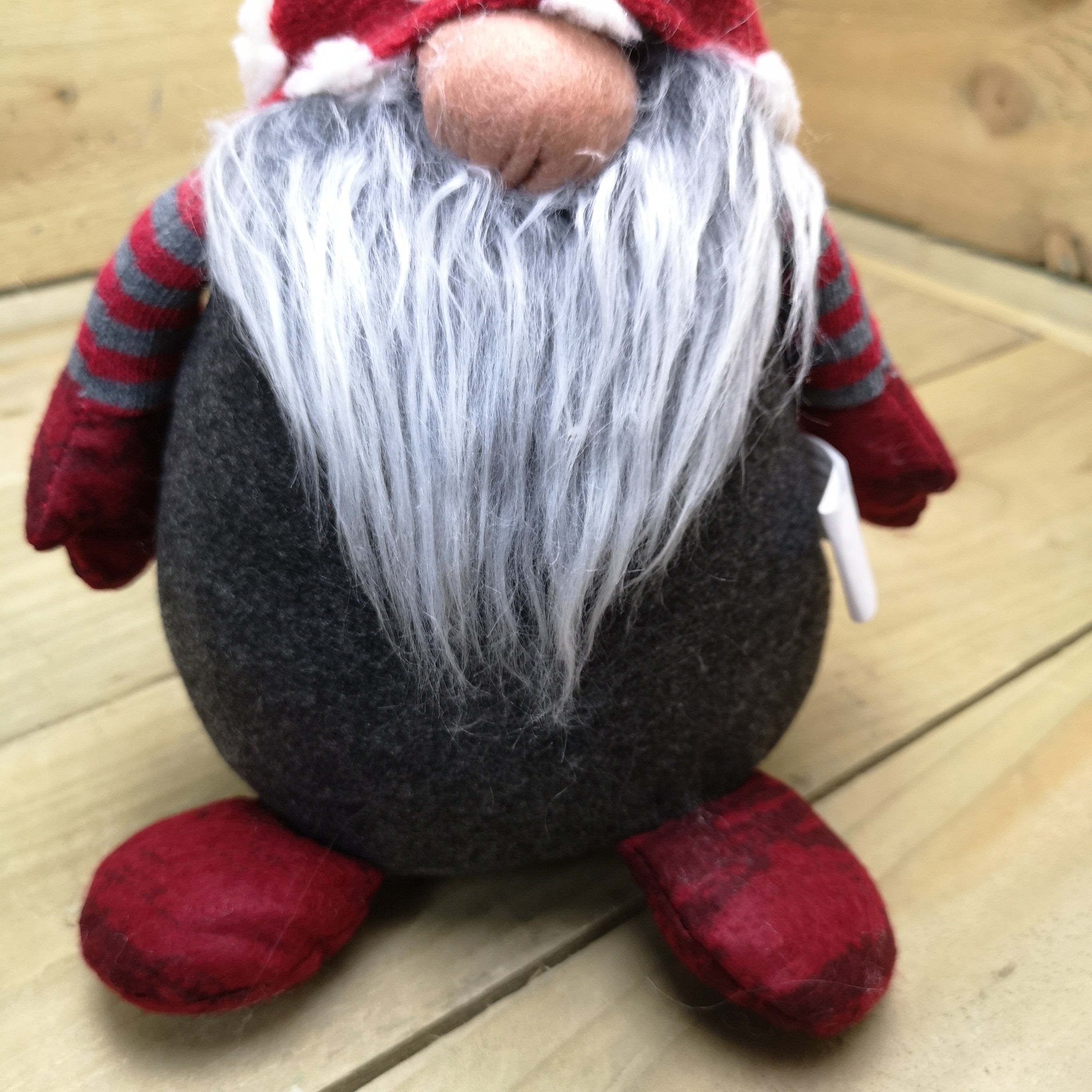 39cm Festive Grey & Red Bearded Christmas Gonk with White Polka Dot Hat