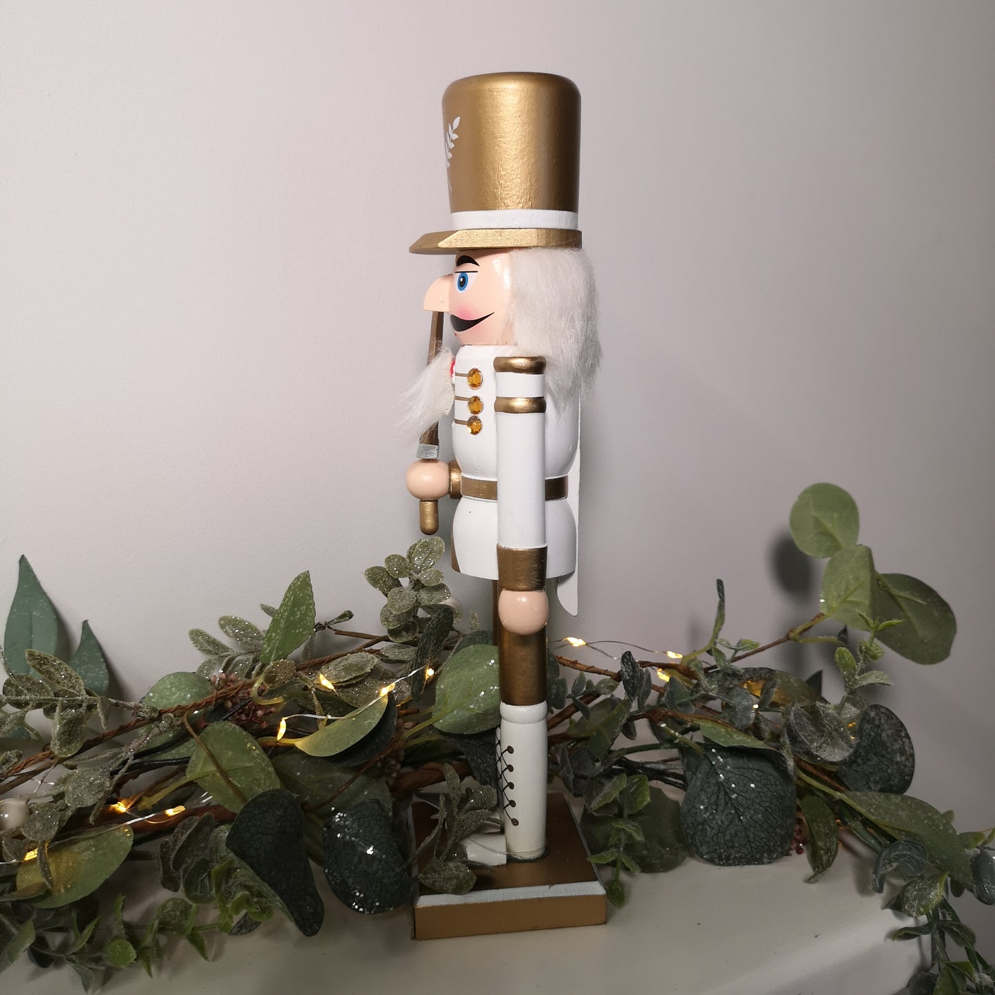 30cm Wooden Christmas Nutcracker Soldier Decoration with White Body and Shoes