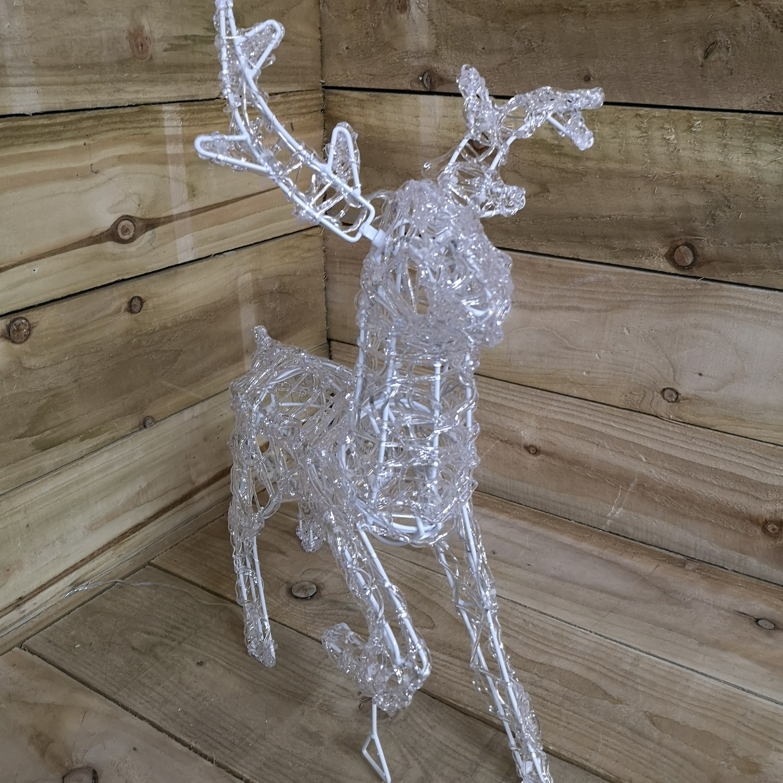 33cm Colour Changing LED Indoor Outdoor Acrylic Standing Reindeer Christmas Decoration 
