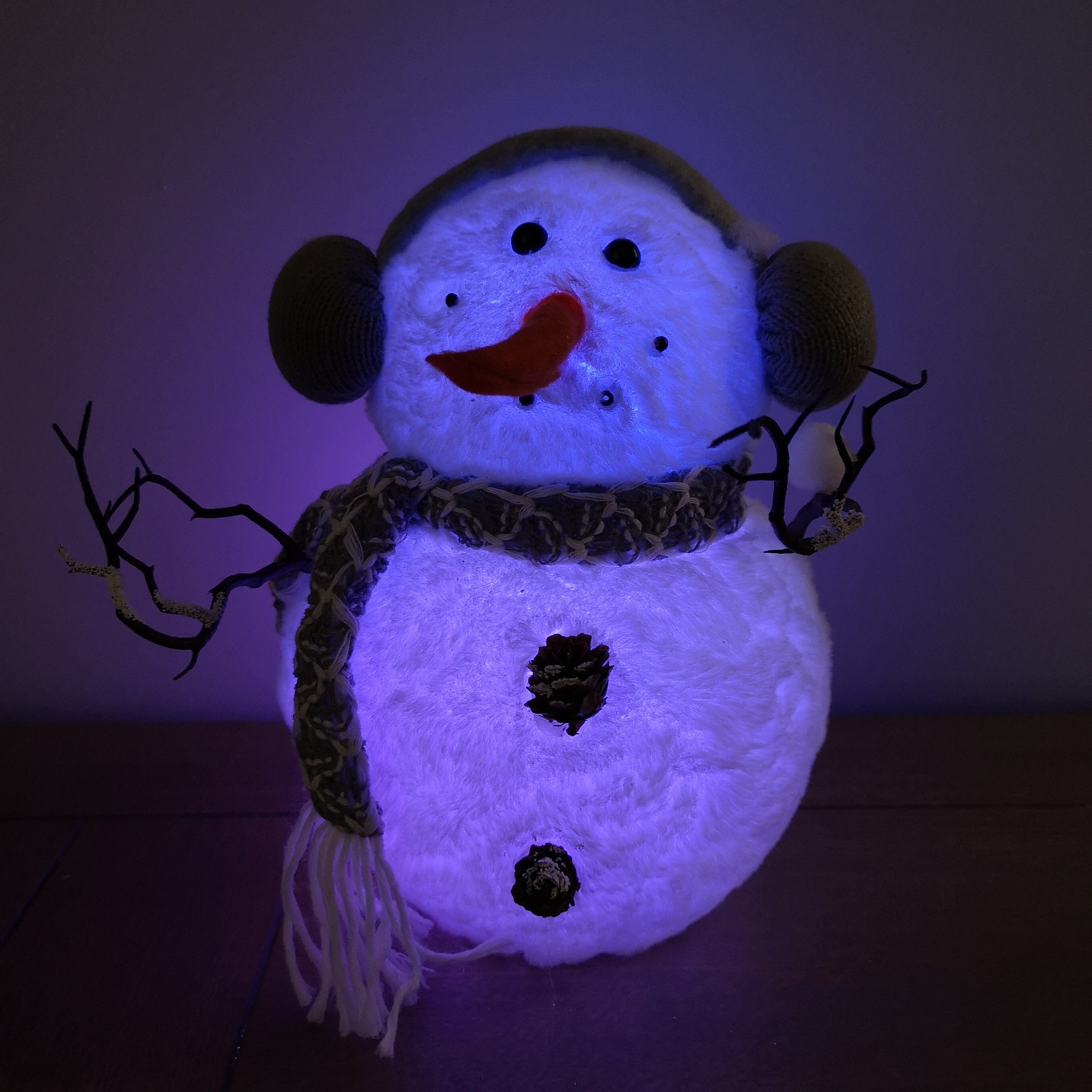 26cm Battery Operated LED Lit Colour Changing Snowman Christmas Decoration
