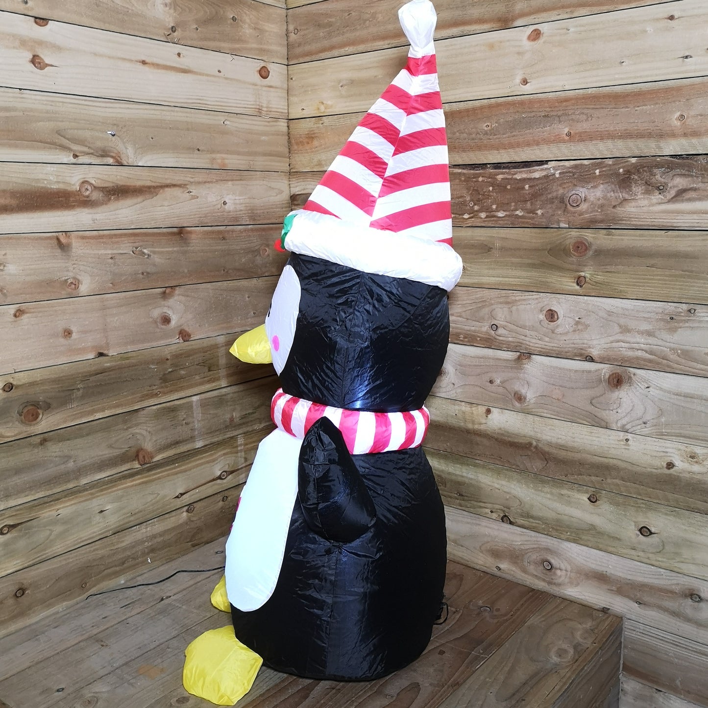 4ft (120cm) LED Christmas Inflatables Outdoor Penguin W/ Candy Cane Decorations
