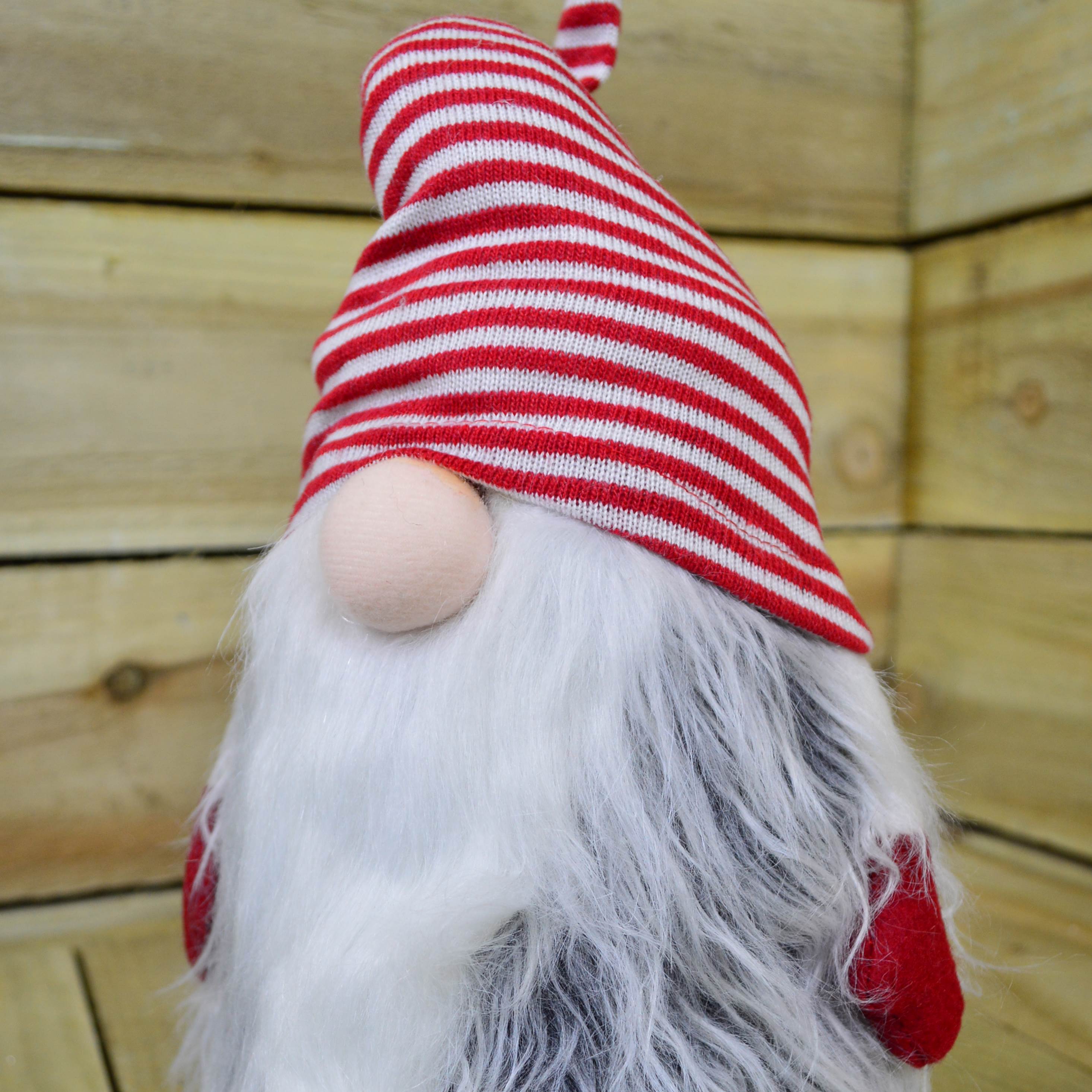 52cm Festive Gonk Cuddly Santa Indoor Christmas Plush Decoration in Striped Hat