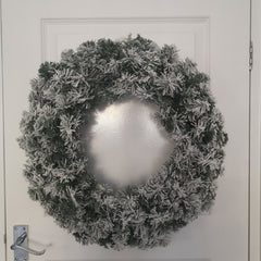 60cm Green Snow Flocked Christmas Wreath Door Decoration