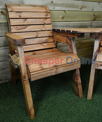 Hand Made 3 Seater Chunky Rustic Wooden Garden Furniture Set with Angled tray