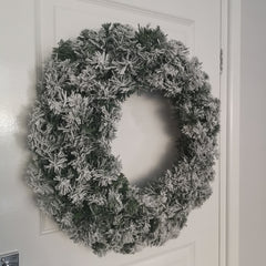 60cm Green Snow Flocked Christmas Wreath Door Decoration