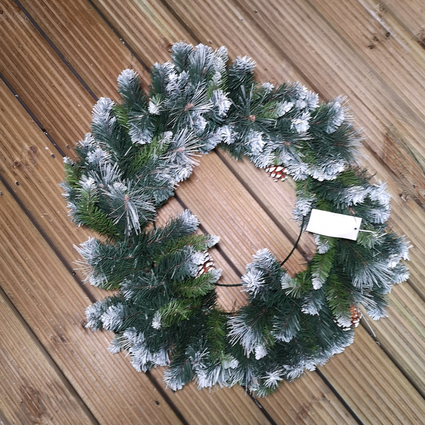 60cm Frosted Glacier Snow Tipped Christmas Wreath with Pine Cones