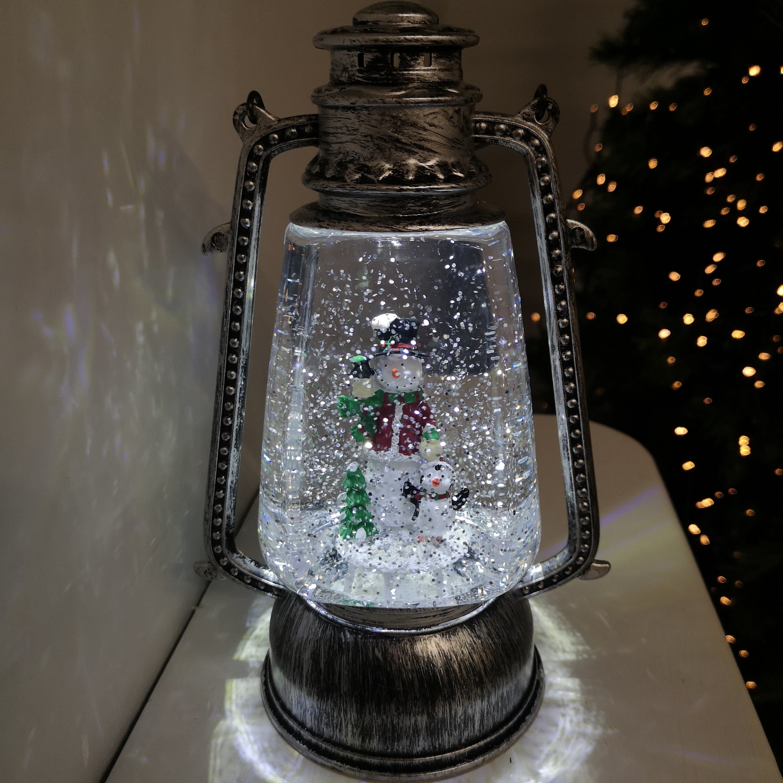 24cm Premier Christmas Water Spinner Antique Effect Hurricane Lantern Style  Choose from Silver or Gold