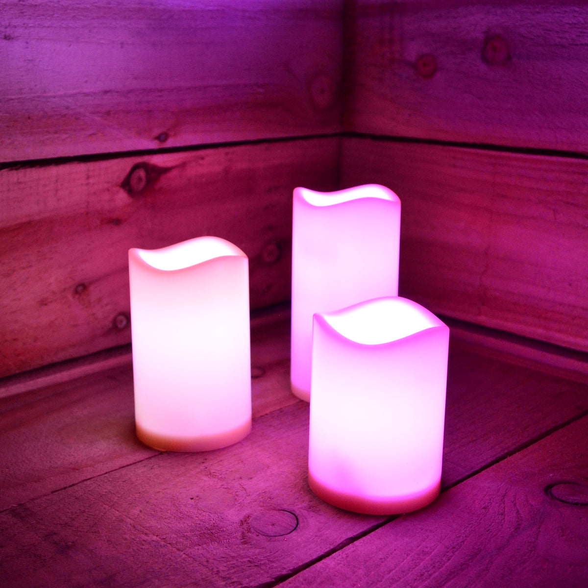 15cm Premier Set of 3 Battery Operated Multi Pastel Colour Changing LED Candles