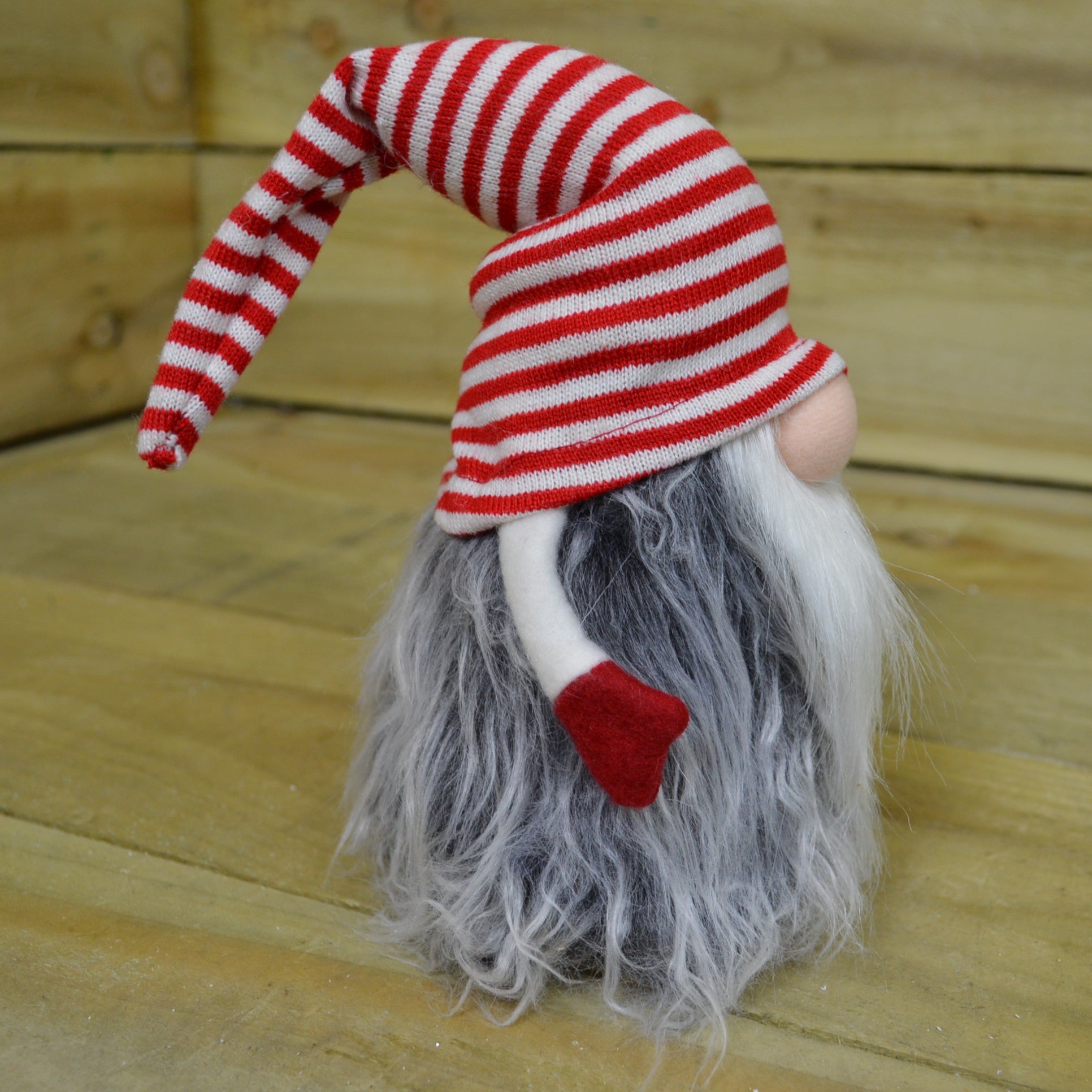 34cm Cuddly Santa Gonk Indoor Christmas Decoration - Stripey Hat