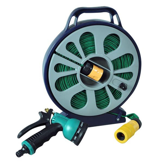 15m Lay-Flat Garden Hose Pipe with Storage Cassette