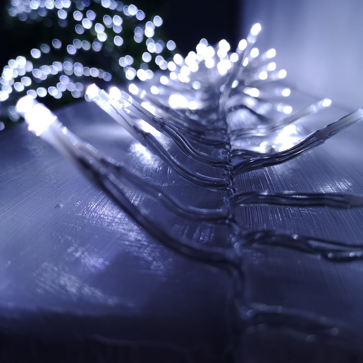 960 LED 12m Premier Cluster Indoor Outdoor Multi Function Mains Operated Christmas Lights with Timer on Clear Cable in Cool White