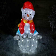 70cm Indoor Outdoor LED Acrylic Snowman Christmas Decoration in Cool White
