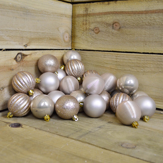 30 6cm Shatterproof Pearl Coloured Christmas Tree decoration Baubles Mix Spiral