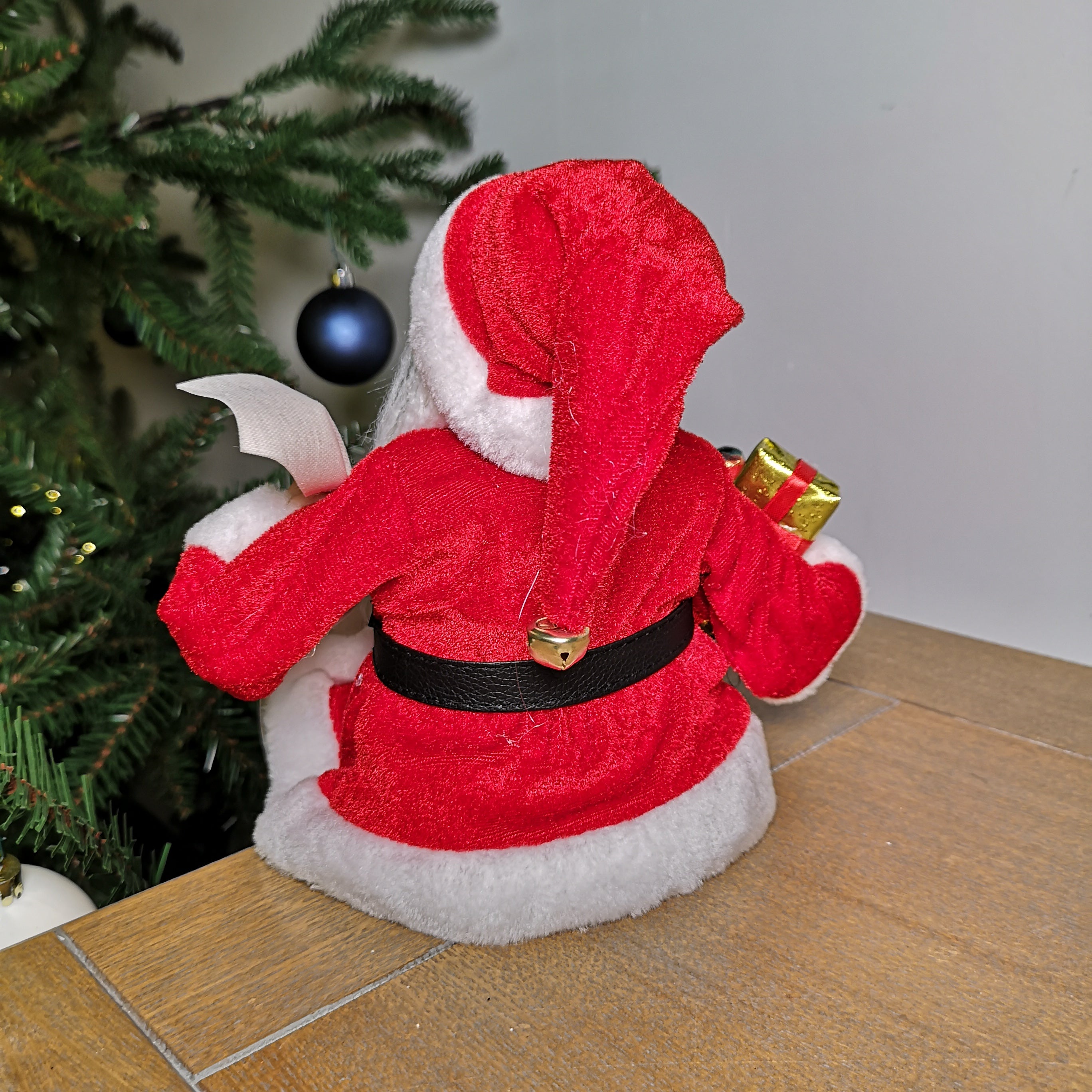 30cm Sitting Santa Father Christmas Decoration Holding Gifts & Name List in Red