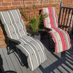 Padded Outdoor Garden Patio Recliner / Sun Lounger with Stripes
