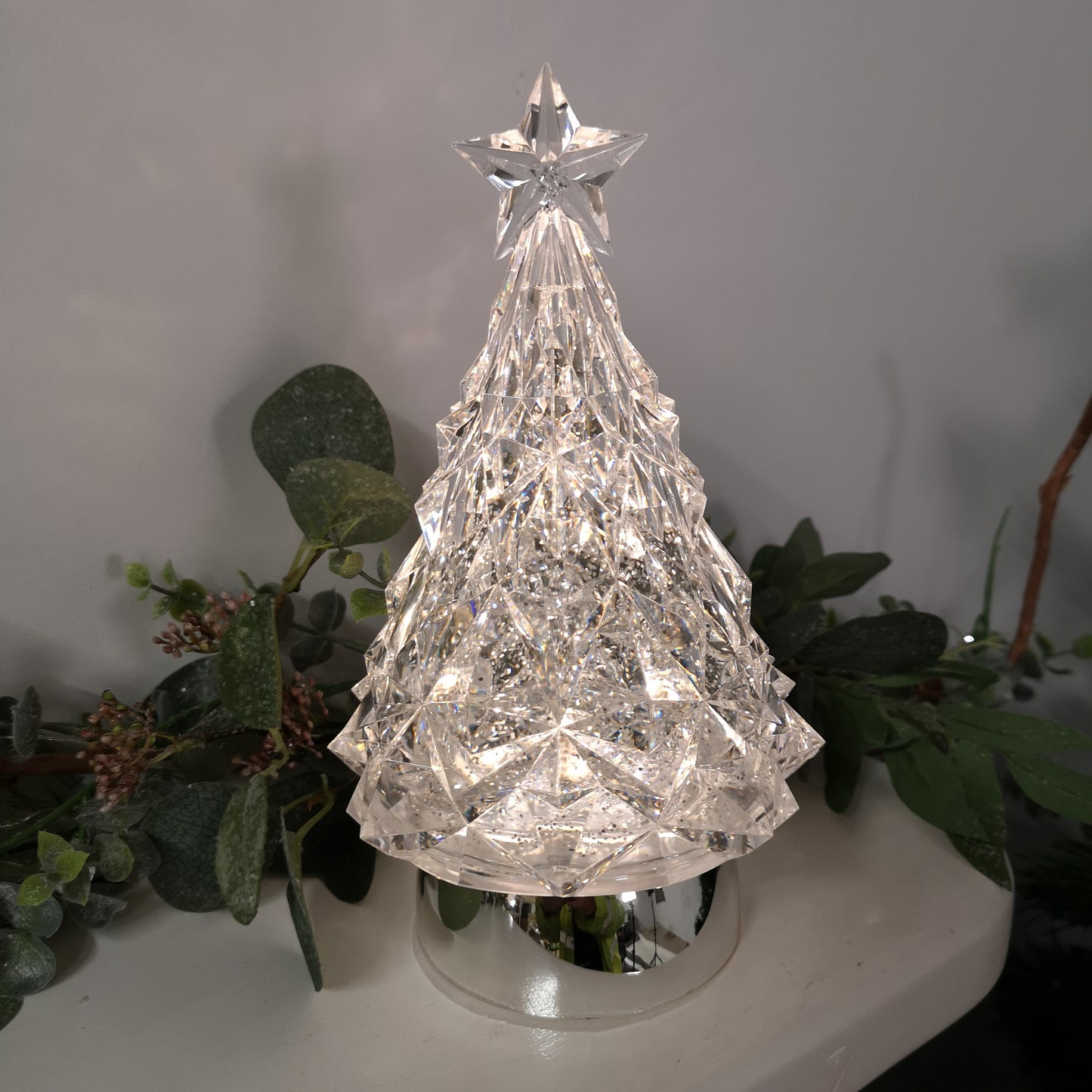 23cm Snowtime LED Christmas Glitter Water Spinner Colour Changing Tree