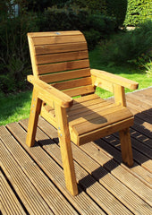 Charles Taylor Hand Made Traditional Chunky Rustic Wooden Garden Chair Flat Packed OR Ready Assembled