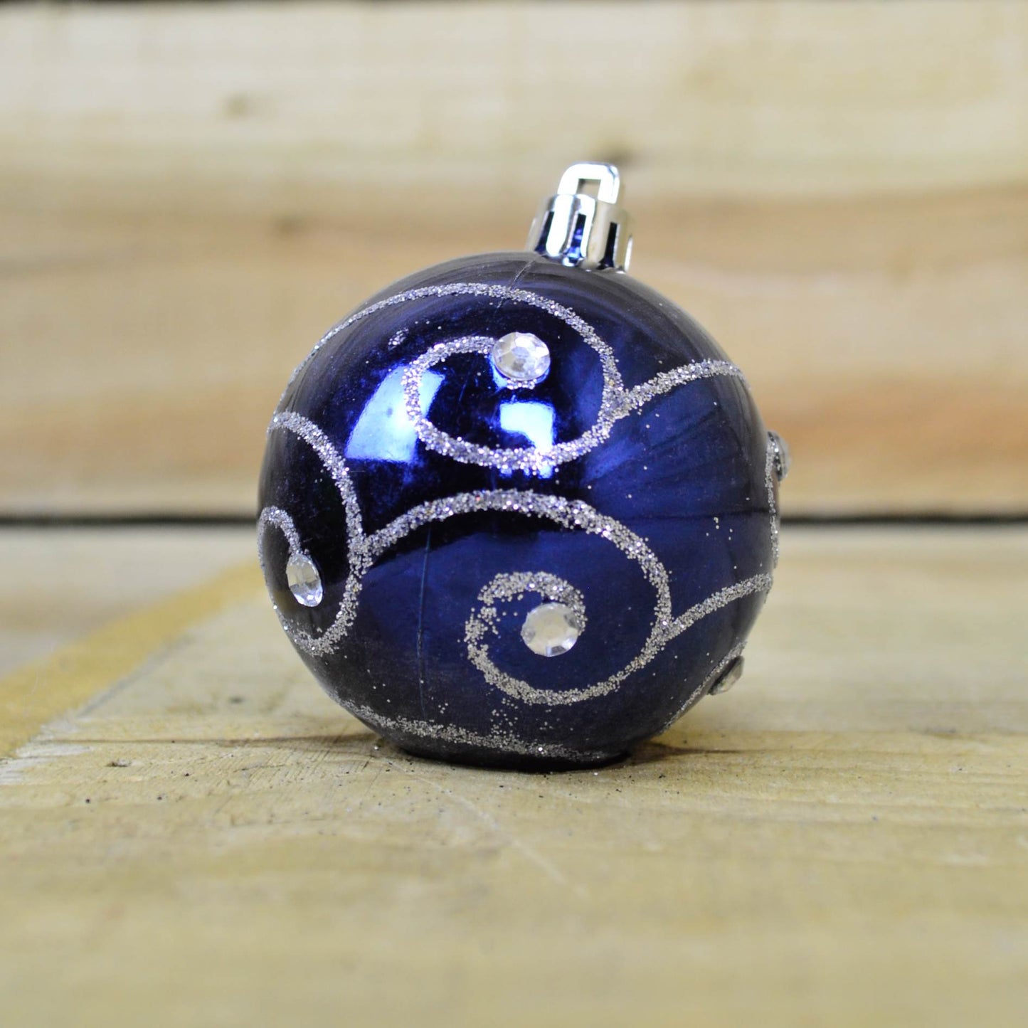 9 Pack Premier 60mm Deluxe Glitter Christmas Tree Baubles - Midnight Blue