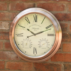 38cm / 15 inch Outdoor Garden Wall Clock, Thermometer & Humidity Meter