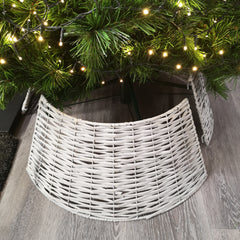 48/70cm Samuel Alexander KD Willow Christmas Tree Skirt Wicker Rattan- Large Light Grey