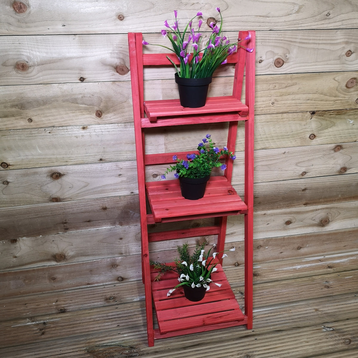 Outdoor Wooden Garden 3 Tier / Shelf Display Planter for Plants, Flowers, Herbs