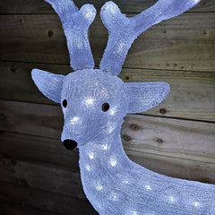 115cm LED Acrylic White Standing Christmas Reindeer Decoration