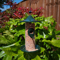 Tom Chambers Oriental Stylish 2 Port Garden Wild Bird Hanging Green Metal Seed Feeder