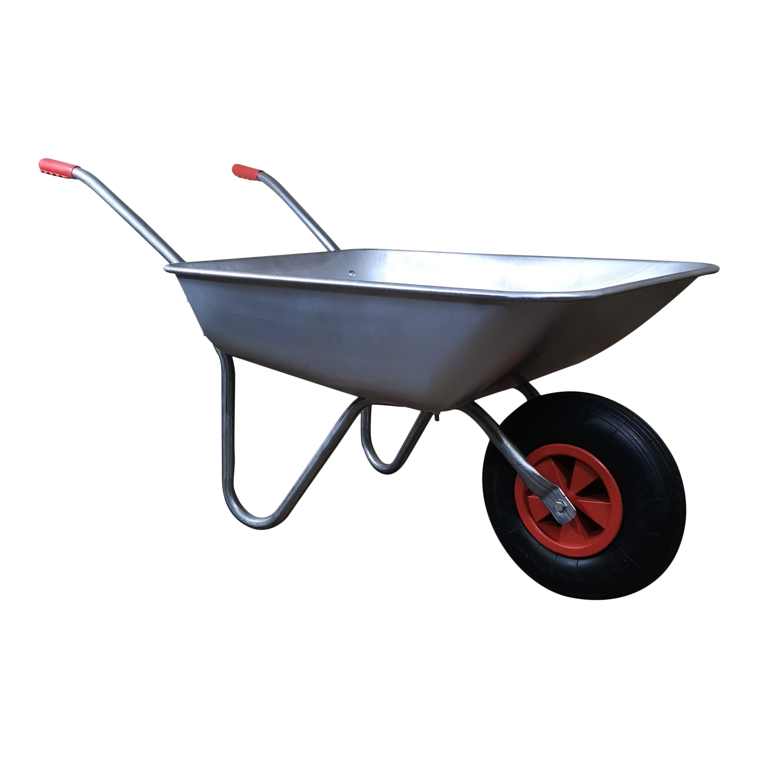 65 Litre 60kg Capacity Galvanised Metal Garden Wheelbarrow with Pneumatic Tyre