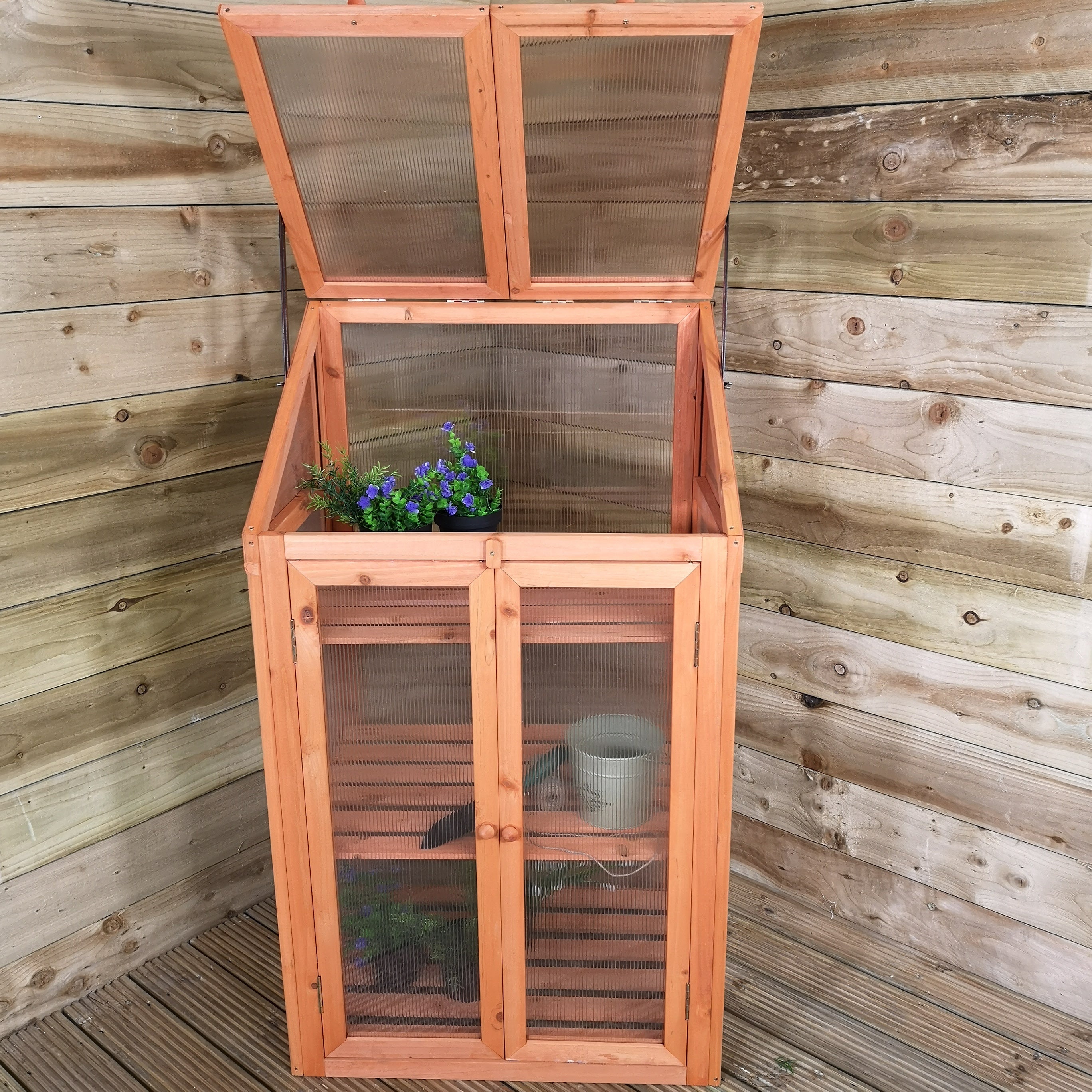 Samuel Alexander Wooden Mini Greenhouse Cold Frame - Small Greenhouse H120 x W69 x D49cm