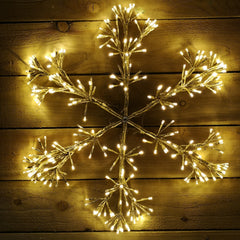 60cm Gold Starburst Snowflake Wall/Window Decoration with 300 Warm White LEDs