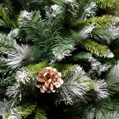 7ft (2.1m) Snowtime Frosted Glacier Pine Snow Tipped Christmas Tree with Pine Cones