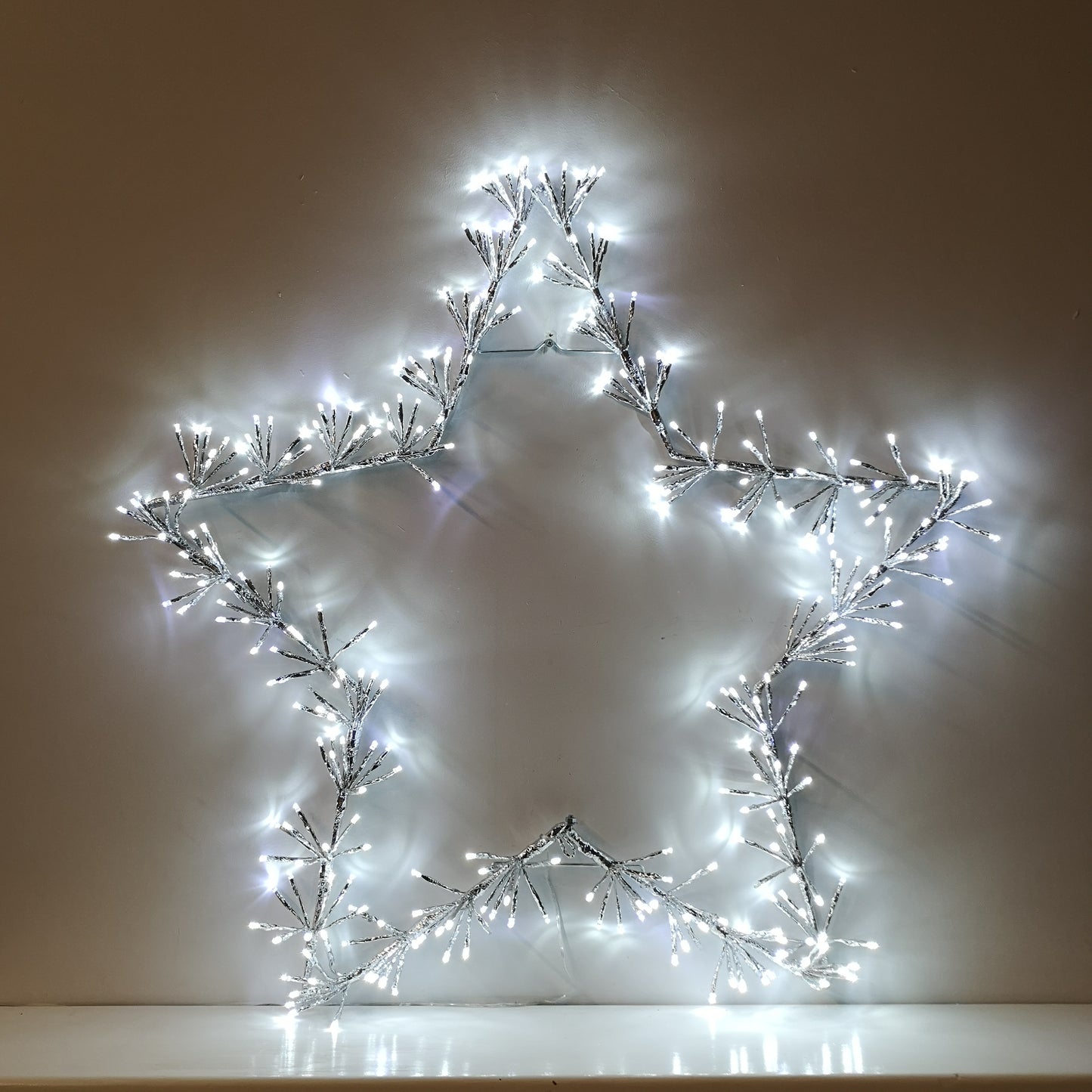 90cm Premier Twinkling LED Silver Star Silhouette Christmas Decoration in Cool White