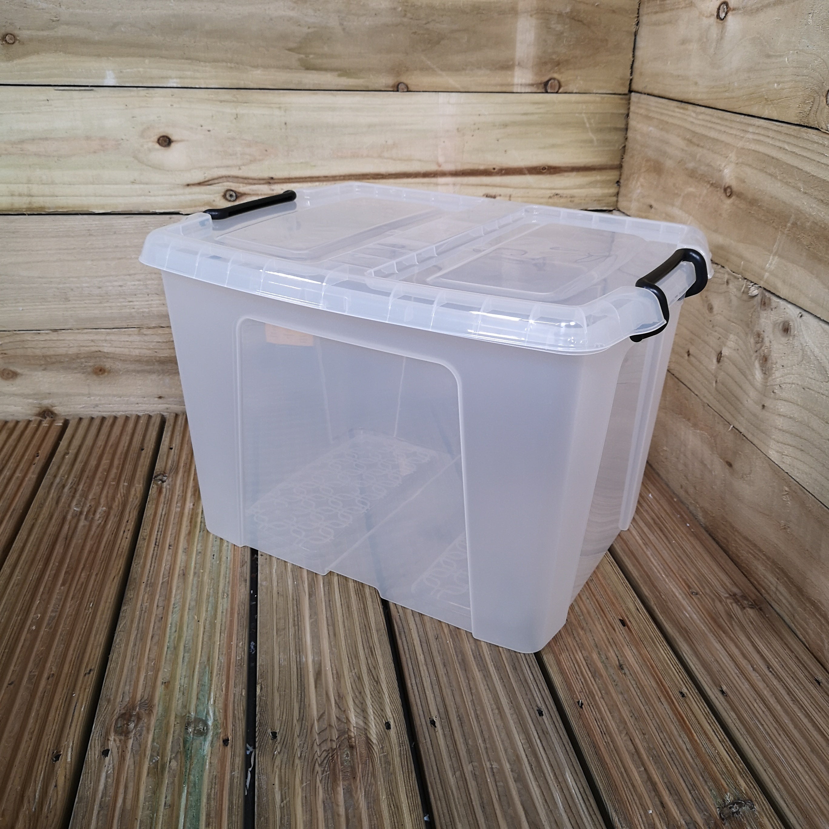 2 x 40L Smart Storage Box, Clear with Clear Extra Strong Lid, Stackable and Nestable Design Storage Solution