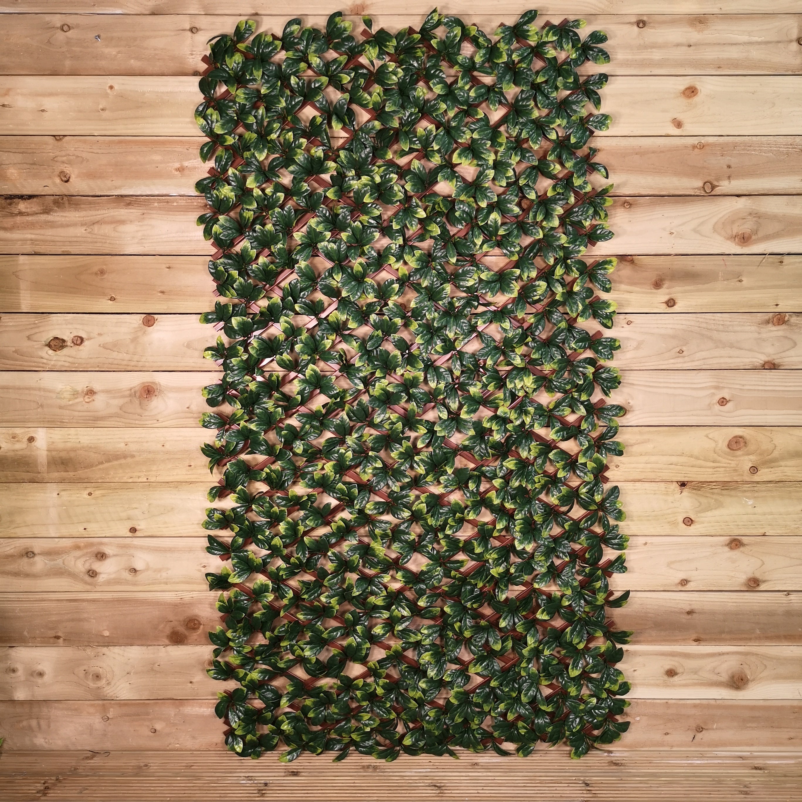 100cm x 200cm PE Backed Artificial Fence Garden Trellis Privacy Screening Indoor Outdoor Wall Panel - Laurel Leaf