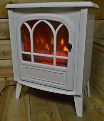 3Kw 54cm x 43cm x 27cm White Free Standing Electric Stove Fireplace Heater