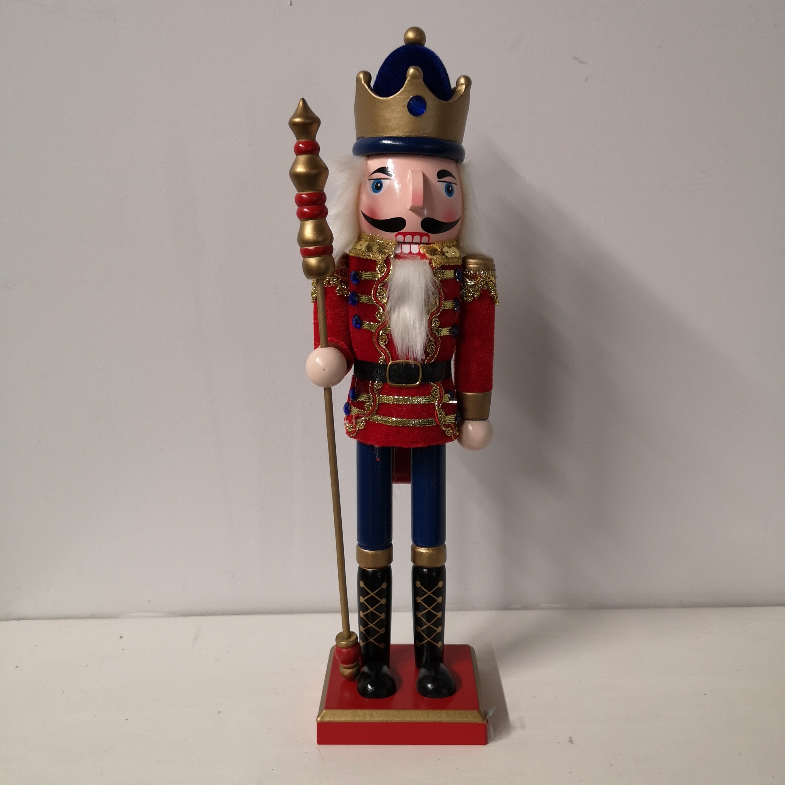 38cm Christmas Nutcracker Wooden Soldier Decoration with Blue Hat