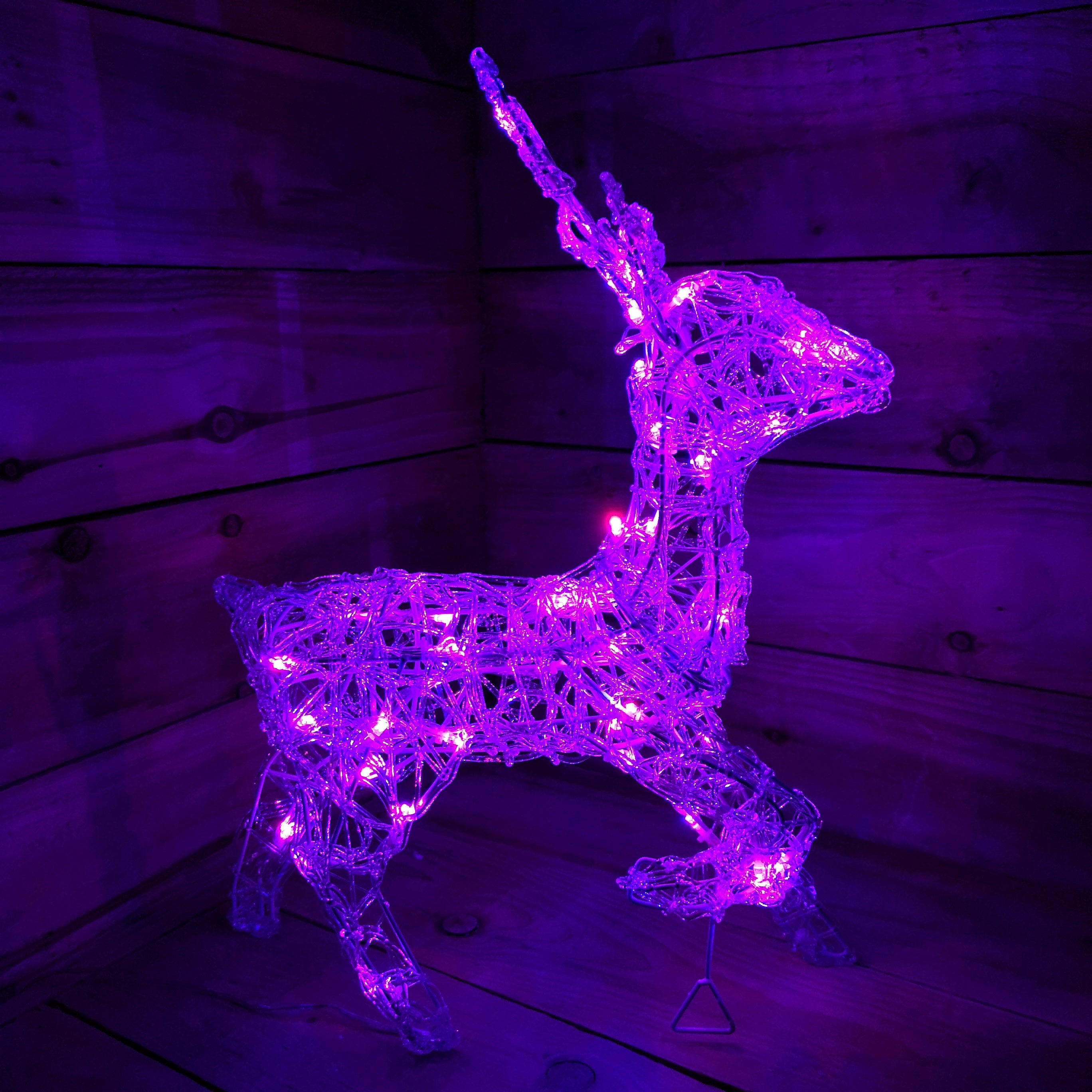 33cm Colour Changing LED Indoor Outdoor Acrylic Standing Reindeer Christmas Decoration 