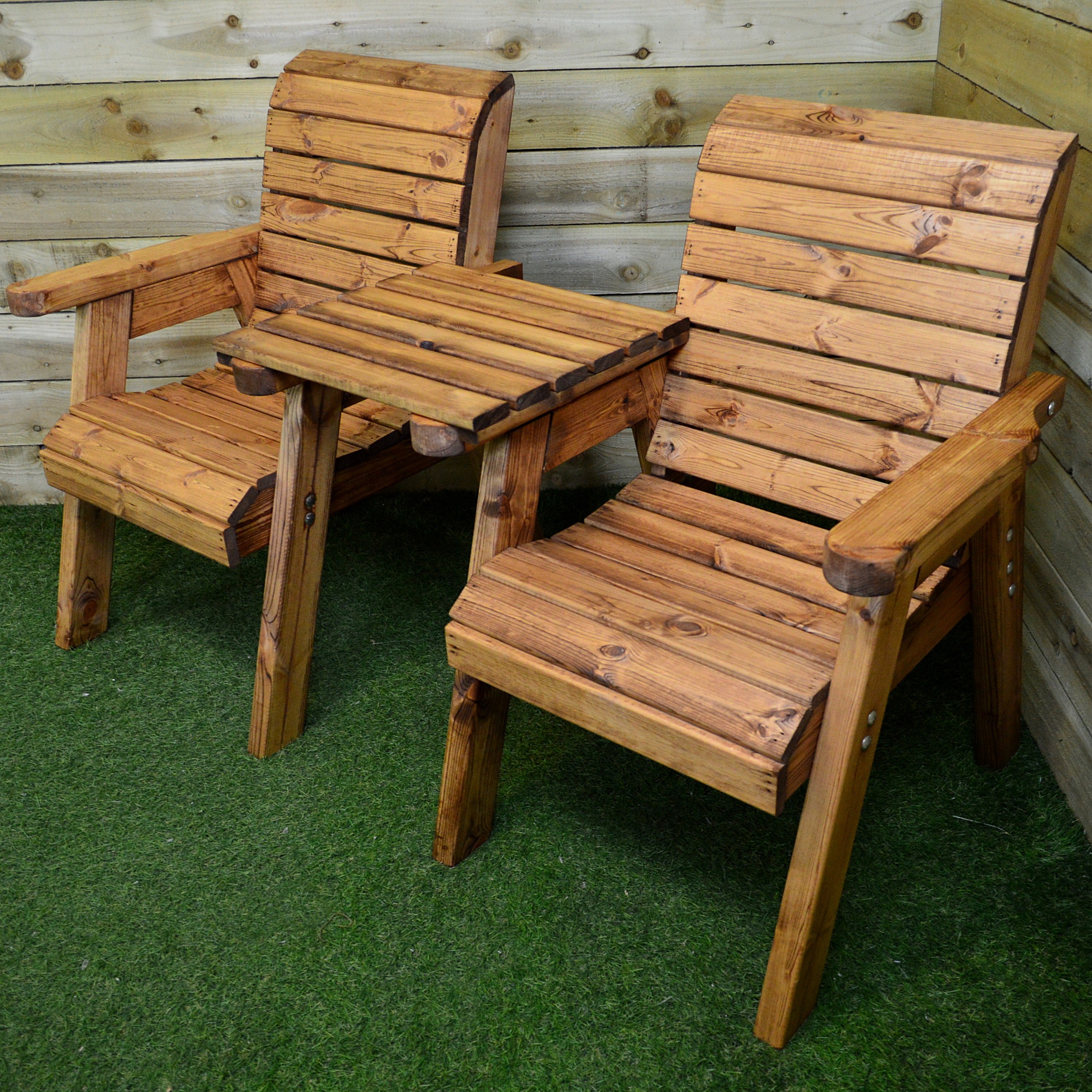 Charles Taylor Hand Made 2 Seater Chunky Rustic Wooden Garden Furniture Companion / Love Seat