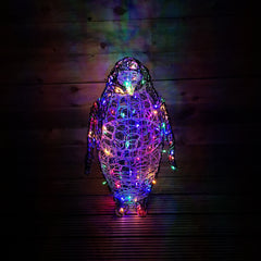 90cm Multicoloured LED Indoor Outdoor Acrylic Christmas Penguin Decoration