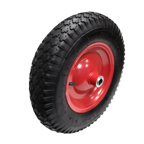 Replacement 15" x 4" Pneumatic Heavy Duty Garden Wheelbarrow Wheel & Axel In Red