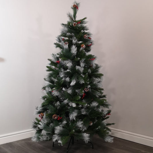 7ft Avatika Frosted Christmas Tree With Cones 896 tips 2736
