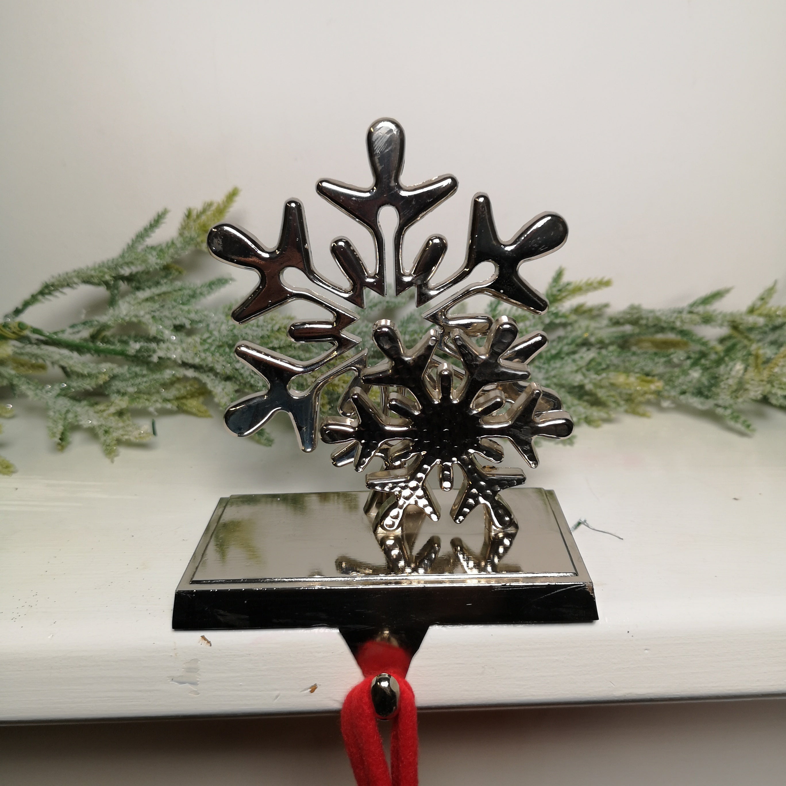 16cm Premier Christmas Stocking Hanger Decoration in Snowflake Design