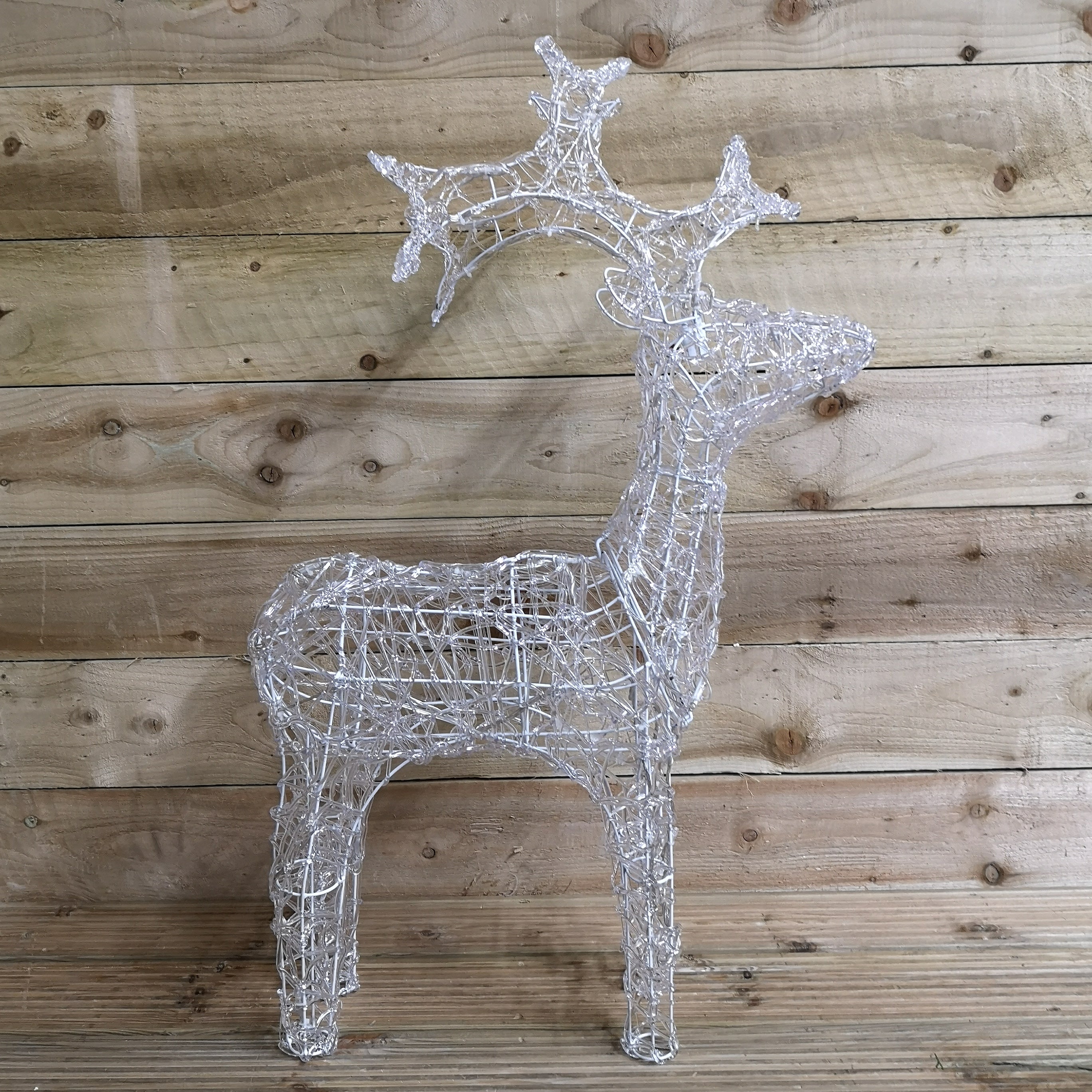 90cm LED Indoor Outdoor Acrylic Standing Reindeer Christmas Decoration in Cool White
