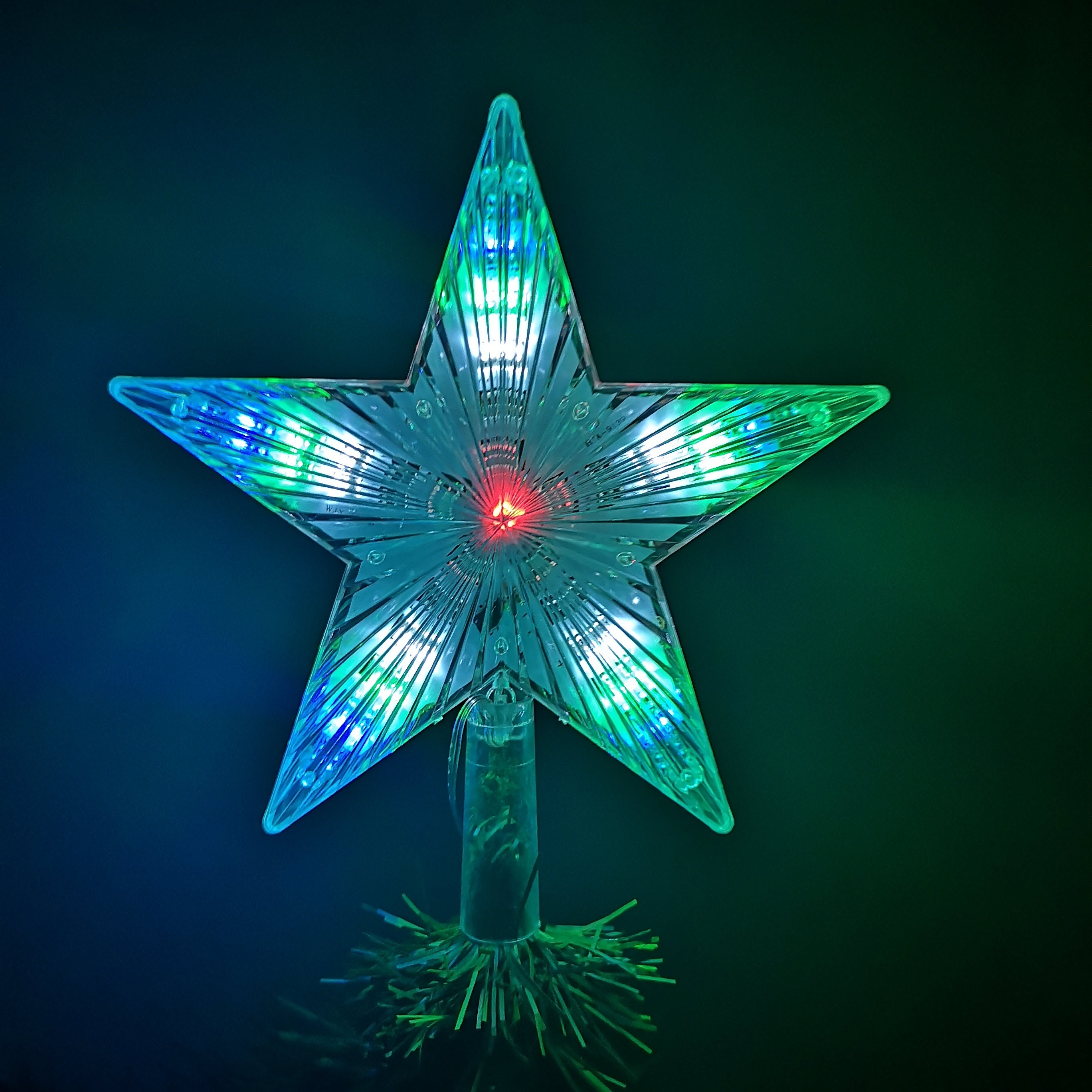 24cm Multi Effect Indoor Outdoor LED Star Christmas Tree Topper in Multicoloured
